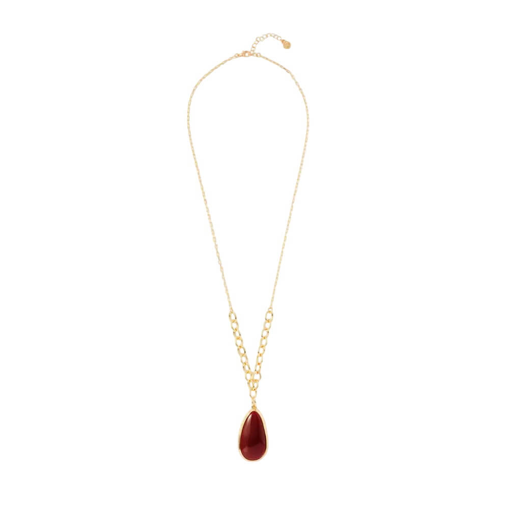 Mint Velvet Gold Tone Red Stone Pendant Necklace